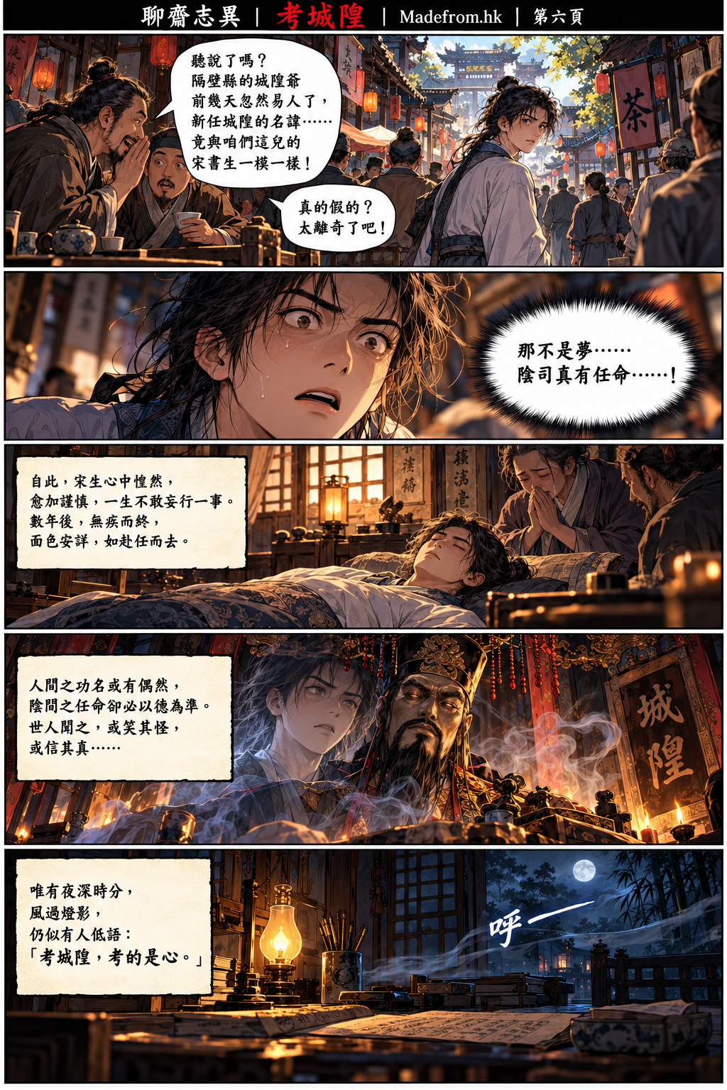 聊齋志異漫畫版｜考城隍第六頁：宋生得知陰司任命成真，故事以考驗人心作結
