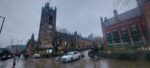 Manchester Cathedral gothic interior with wooden choir stalls