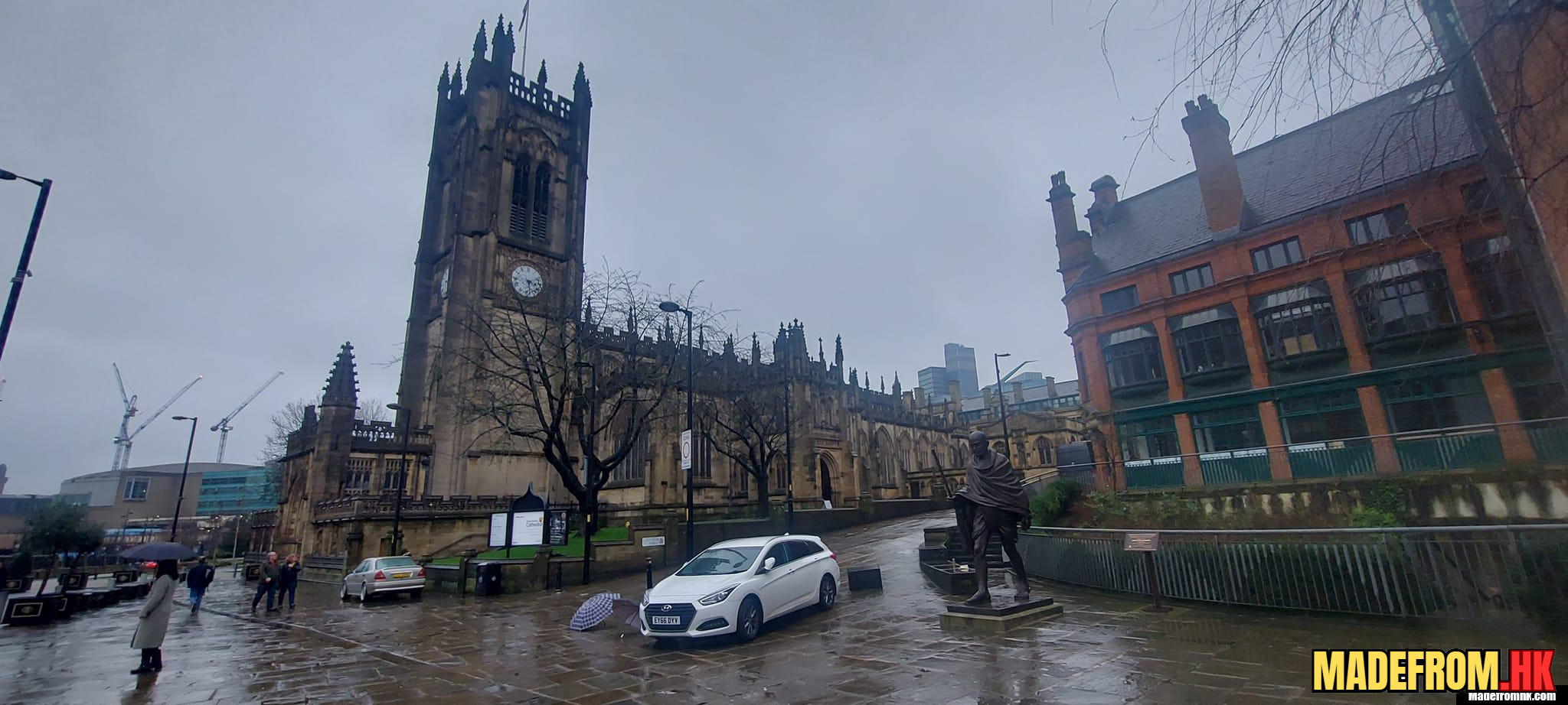 Manchester Cathedral gothic interior with wooden choir stalls