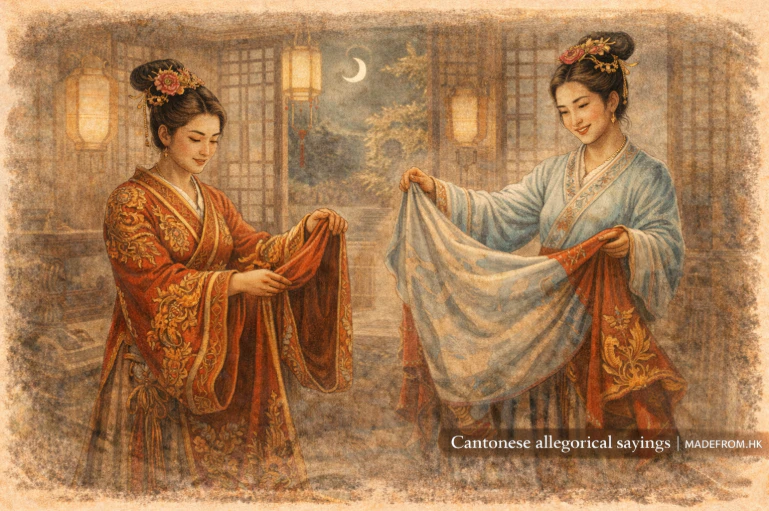 七姐將宮衣反轉再穿象徵創意再利用