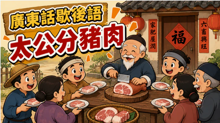 長者公平分配食物給眾人的畫面