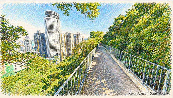 寶雲道半山步道與城市景觀