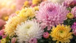 菊花盛開的花朵細節與柔和色彩