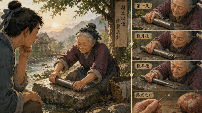 鐵杵成針 插畫場景