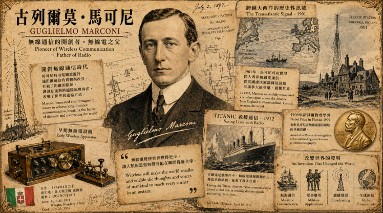 Guglielmo Marconi and early wireless radio equipment
