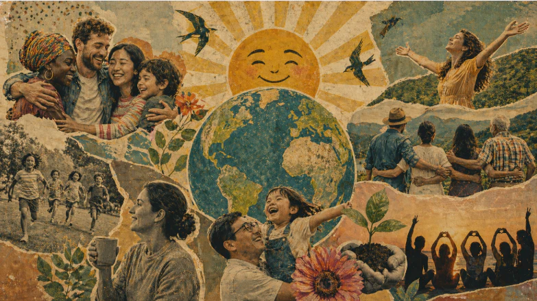 International Day of Happiness global well-being illustration