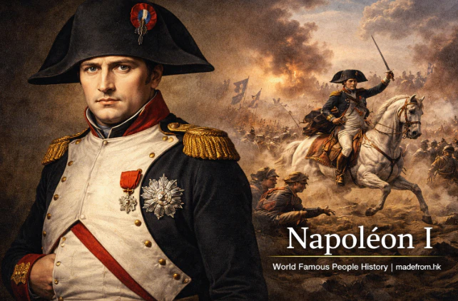 Napoleon Bonaparte portrait and battlefield