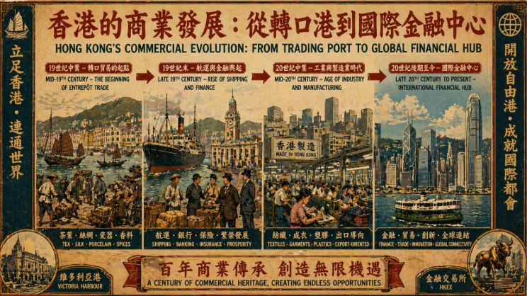 香港從早期港口貿易到現代金融中心的發展景象