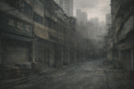 Old Hong Kong shop with traditional signage and worn interior in a quiet street