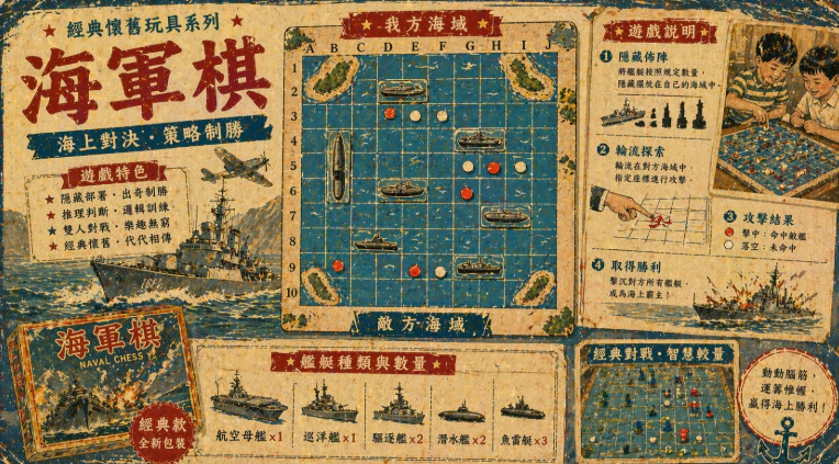 海軍棋棋盤與船艦棋子