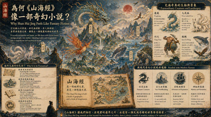 《山海經》奇幻風格世界與神話生物場景
