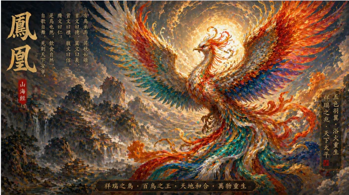 鳳凰五色羽翼象徵重生與祥瑞