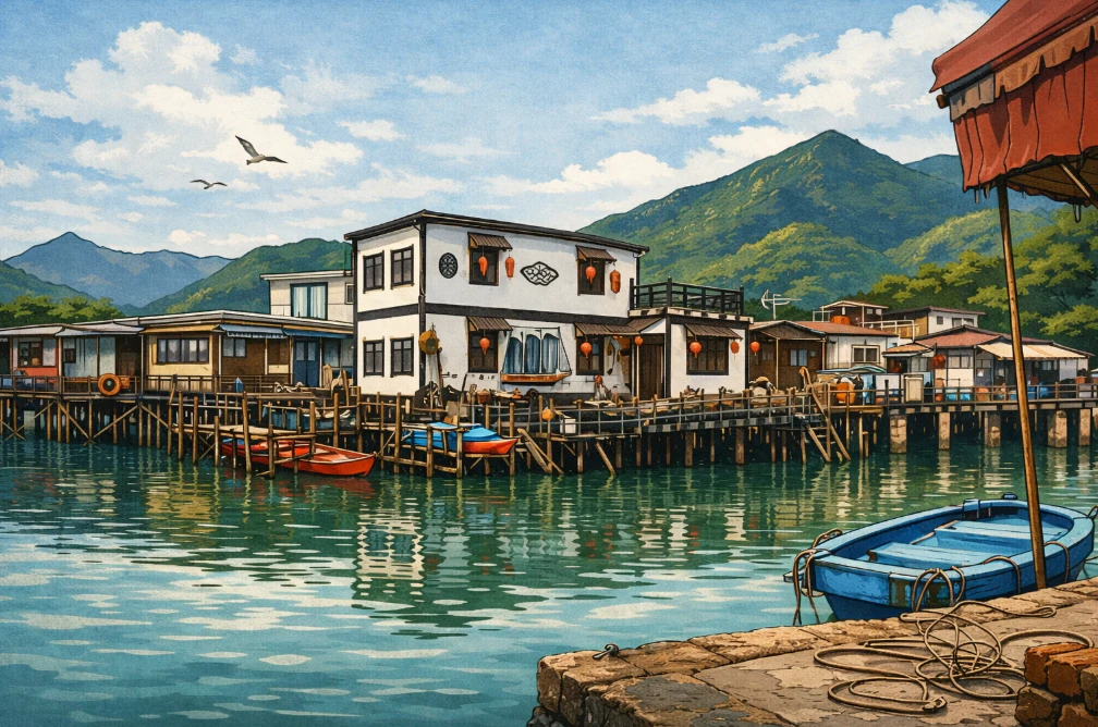大澳水上棚屋與小艇形成的漁村景觀