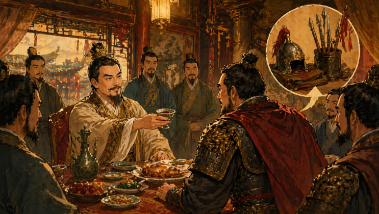 杯酒釋兵權 歷史場景插畫
