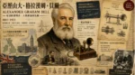 亞歷山大格拉漢姆貝爾與電話發明場景插畫