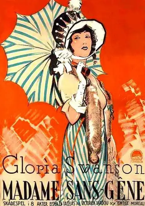 1925年默片《Madame Sans-Gêne》中女主角身穿宮廷服裝站在法國皇宮中的場景