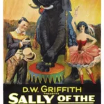 1925年默片《Sally of the Sawdust》中馬戲團少女站在表演帳篷前的經典場景