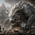 山海經白礪灰白異獸吞食山石形象