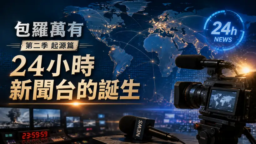 早期24小時新聞台控制室與即時播報概念場景