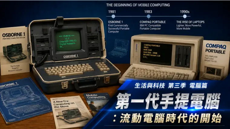 1980年代第一代手提電腦與早期流動計算設備場景