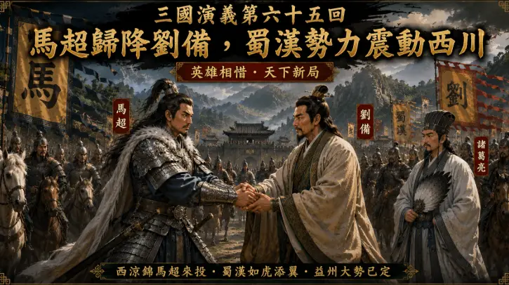 馬超率西涼軍歸降劉備場景