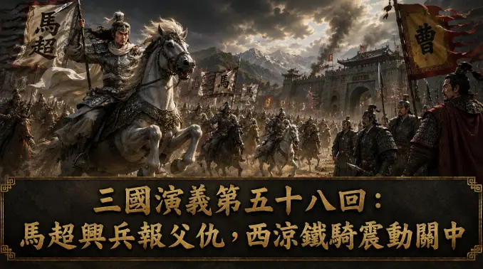 馬超率領西涼鐵騎進攻潼關場景