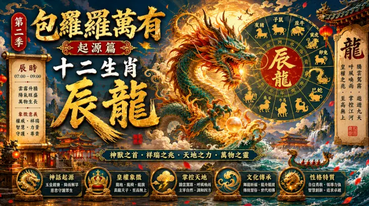 中國十二生肖辰龍與東方神話文化藝術場景