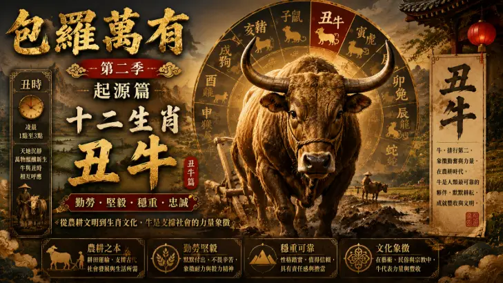 中國十二生肖丑牛與農耕文化藝術場景