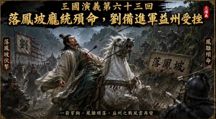 龐統於落鳳坡遭伏擊中箭場景