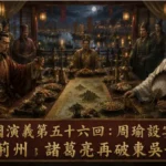 周瑜設宴試探劉備與諸葛亮場景