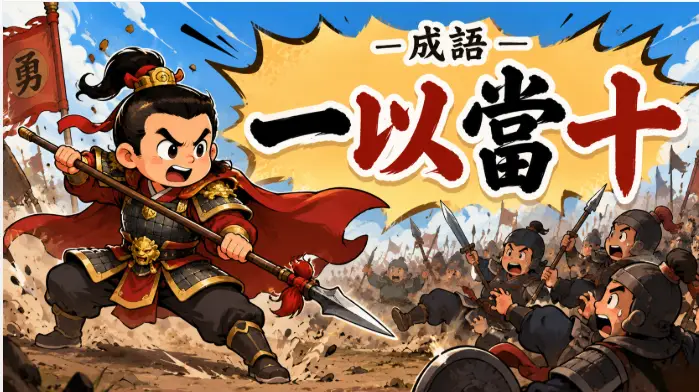 古代將軍率領少數士兵擊退敵軍的戰場場景