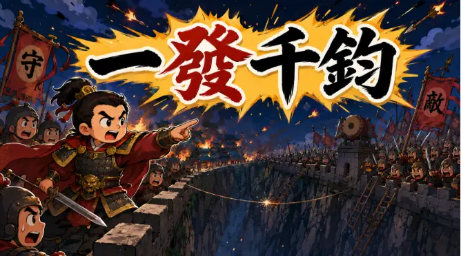 古代將軍在危急城池中堅守防線的緊張場景