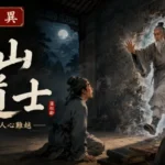 勞山道士在昏暗道觀中施展穿牆法術，書生震驚目睹的靈異場景