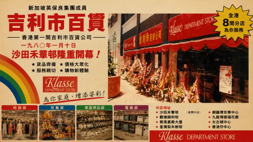 1980年代香港吉利市百貨銅鑼灣旗艦店與屋邨分店歷史照片