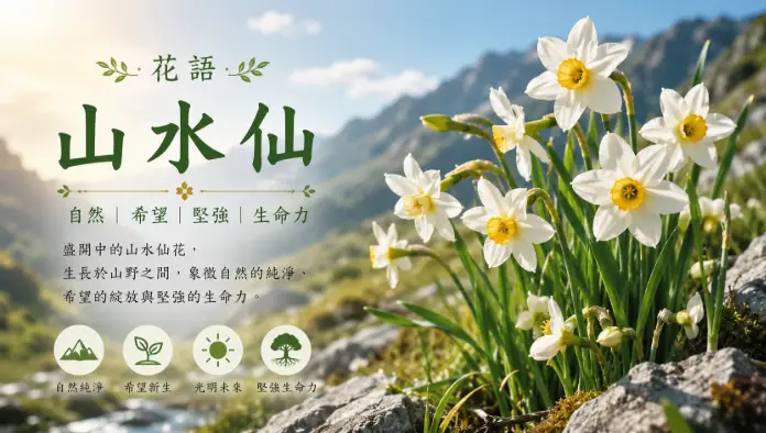 盛開中的山水仙花象徵自然、希望與堅強生命力