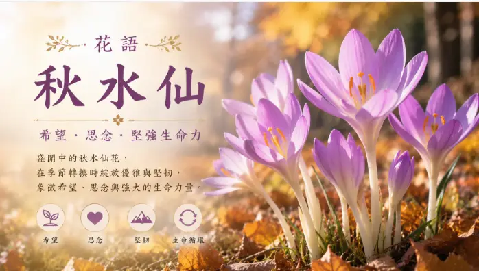盛開中的秋水仙花象徵希望、思念與堅強生命力