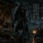 《聊齋志異 犬姦》中的黑犬妖影於荒野月夜中徘徊的靈異場景
