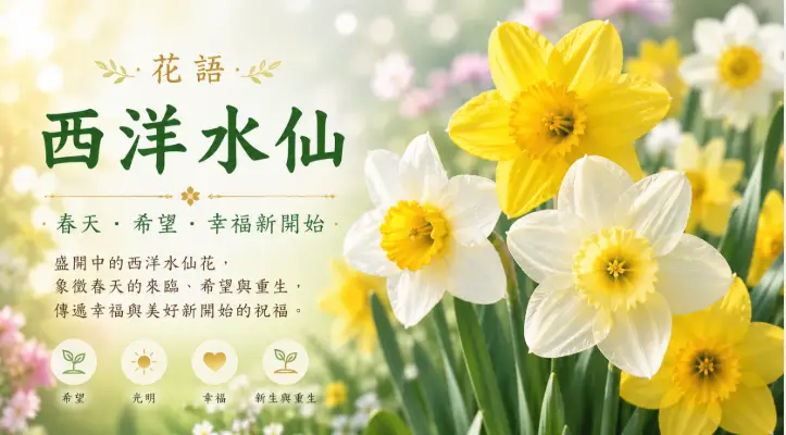 盛開中的西洋水仙花象徵春天、希望與幸福新開始
