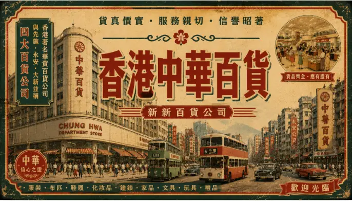 香港中華百貨與新新百貨昔日繁華商業景象