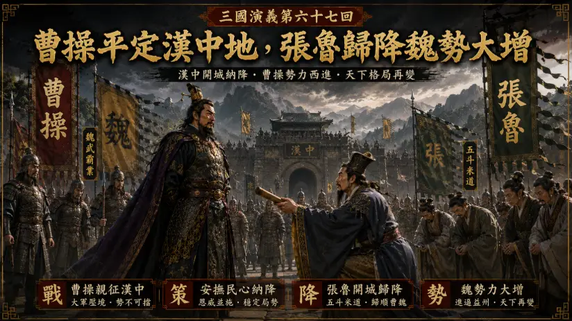 曹操率軍進入漢中接受張魯歸降場景