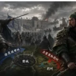 徐晃率領曹魏援軍解除樊城之圍，關羽得知荊州失守，被迫撤軍陷入腹背受敵的經典場景。