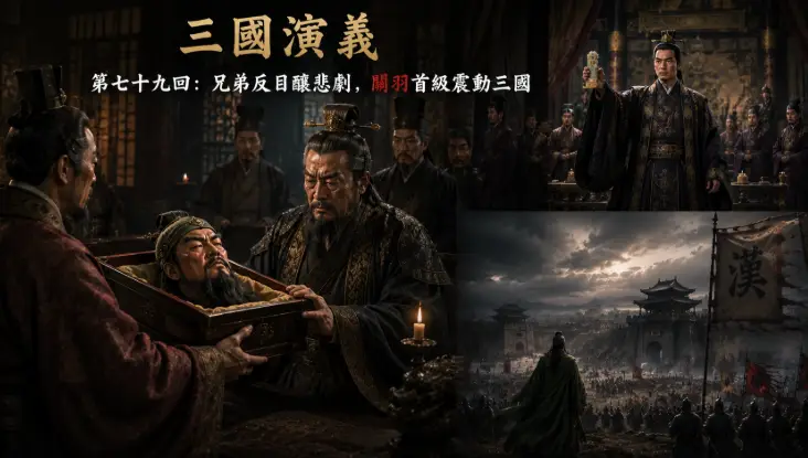 曹操晚年病重，在洛陽留下遺命後安然離世，文武百官跪送一代梟雄的歷史場景。