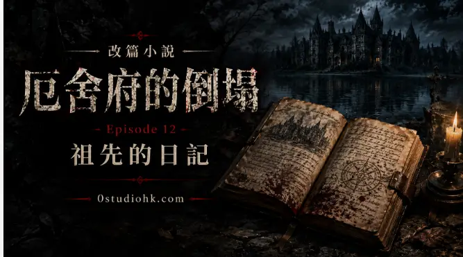 《厄舍府的倒塌》第十二集，主角在黑色湖畔發現厄舍家族祖先留下的神秘日記，揭露家族詛咒真正的起源。