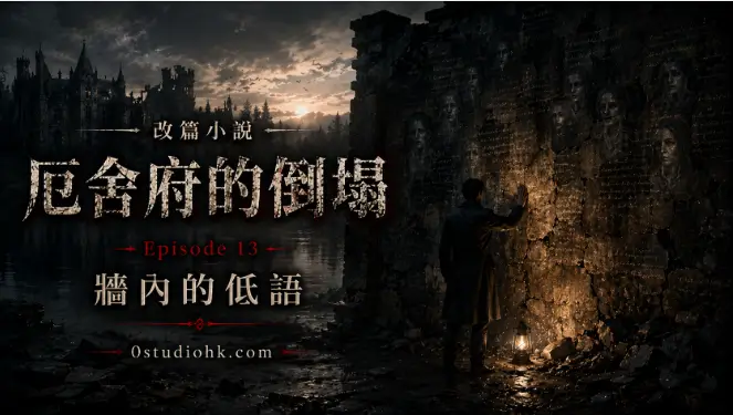 《厄舍府的倒塌》第十三集，廢墟中最後一面石牆傳出低語，揭示厄舍府收藏無數人生記憶的最終秘密。