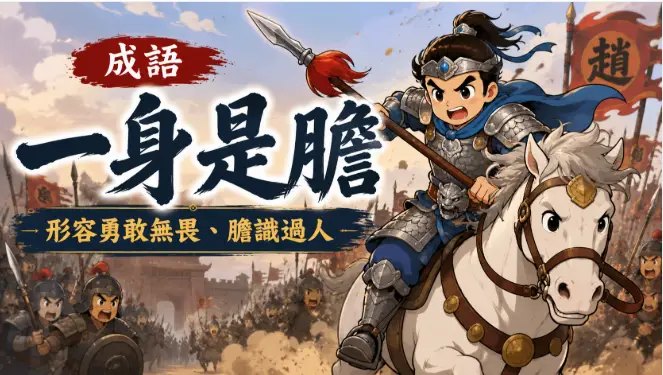 古代勇士手持長槍，獨自面對千軍萬馬，展現一身是膽的英雄氣概。