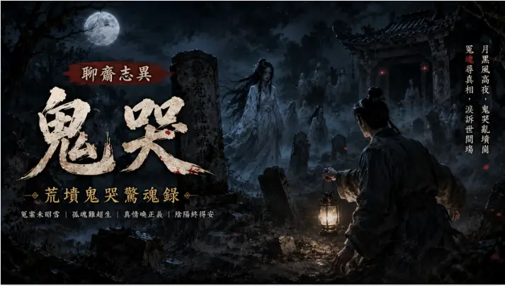 月夜亂葬崗中鬼魂哭泣徘徊，白衣女鬼引領書生揭開塵封冤案