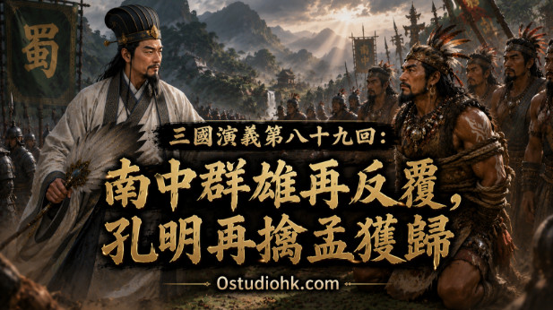 諸葛亮第二次生擒孟獲，仍以禮相待並再次釋放，逐步動搖南中各族反抗之心的經典場景。