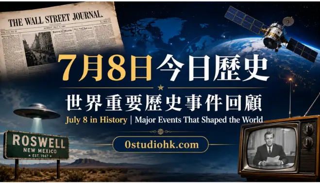 7月8日今日歷史，包括《華爾街日報》創刊、羅斯威爾事件及太空梭亞特蘭提斯號最後升空。