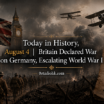 1914年8月4日，英國因德國入侵比利時而正式宣戰，第一次世界大戰全面爆發。