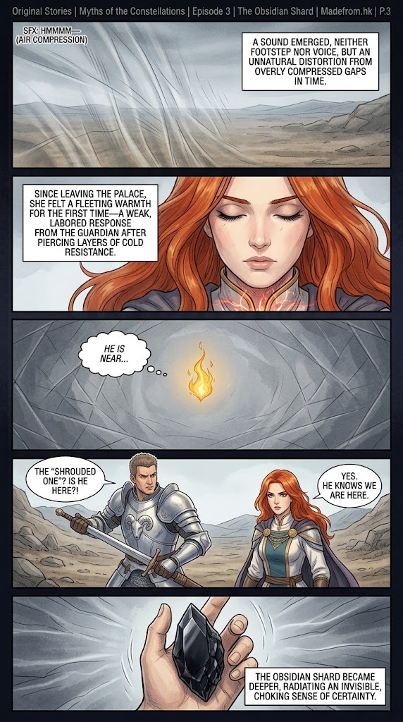 Myths of the Constellations Episode 3 P.3: Seraphina senses the Guardian's presence as the Obsidian Shard grows darker, revealing that an unseen figure may already know the army's location.